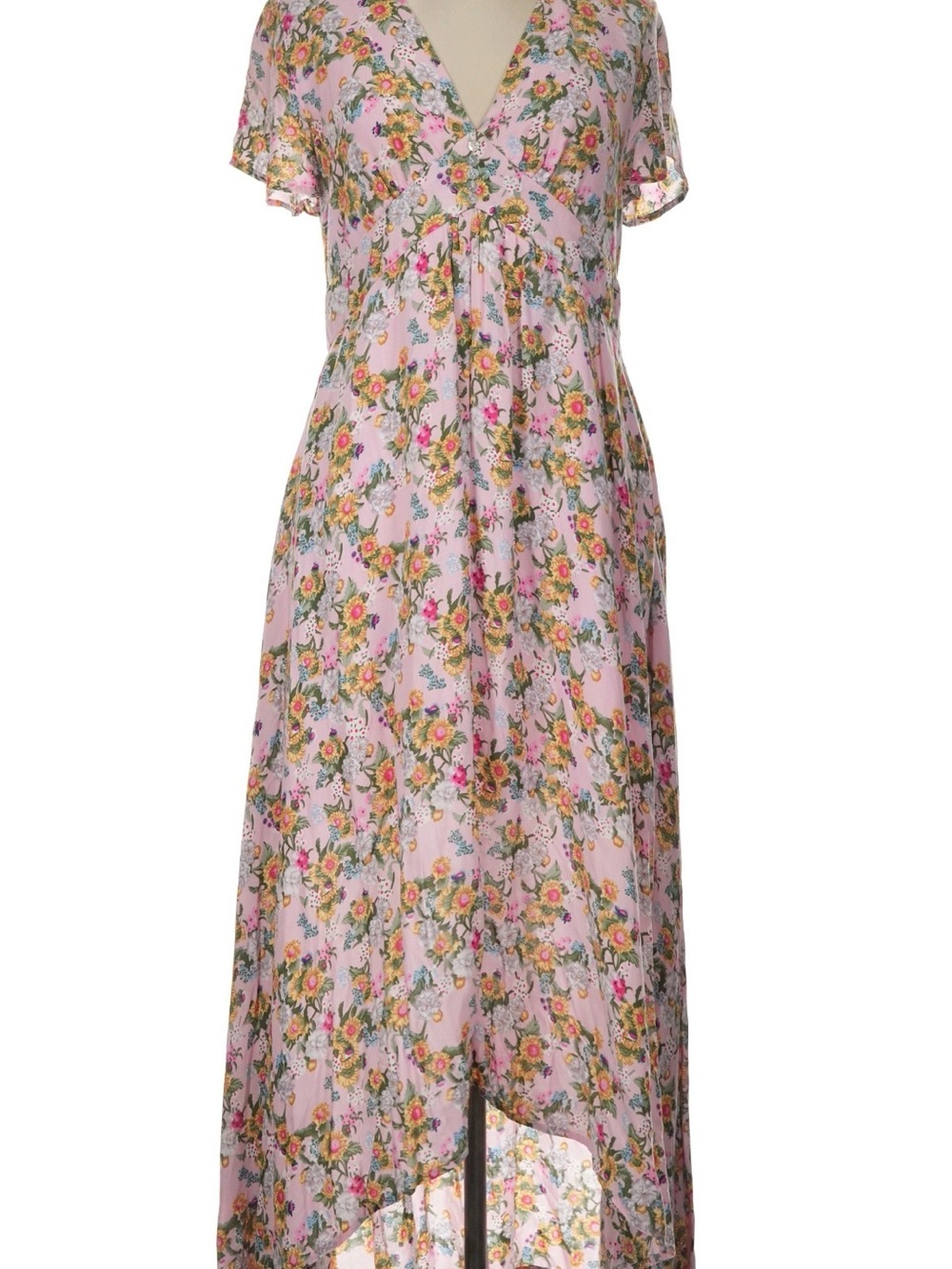 Suzanne Betro Lavender Pink Floral High-Low Dress